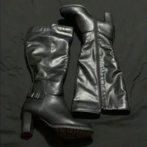 Sexy Black Winter Leather Boots
